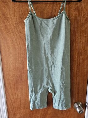 Women’s Sage Green Ribbed Romper Jumpsuit - Classic Tank Style